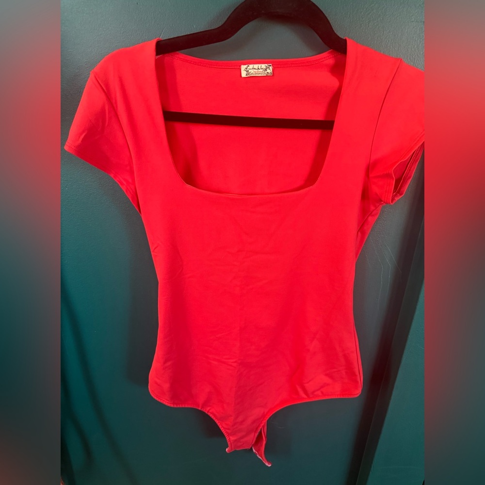 Free People Vibrant blood orange bodysuit